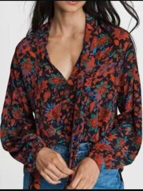 Rag & Bone: 100% Silk Emily Silk Floral Blouse M